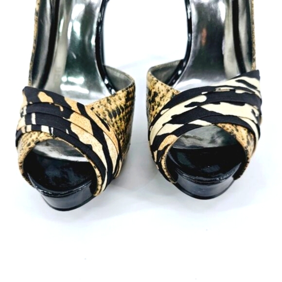 Guess GF Hedley Women's 6.5M  Reptile Print Open Toe Platform 4.5" Heel Stiletto - Picture 5 of 10